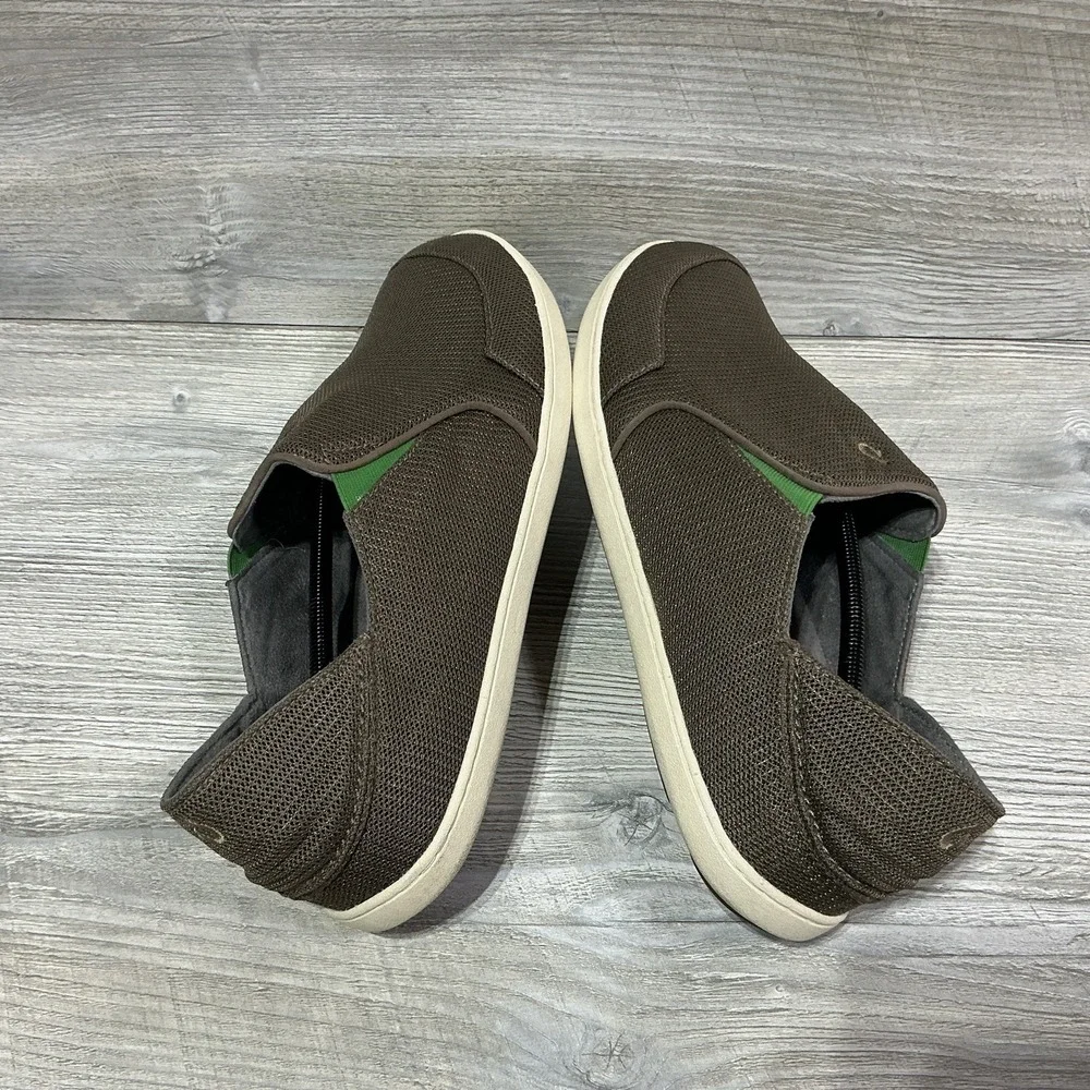Olukai Nohea Mesh Slip Ons Mustang Lime Peel Comfort Fit Mens Size 14 1018813AP